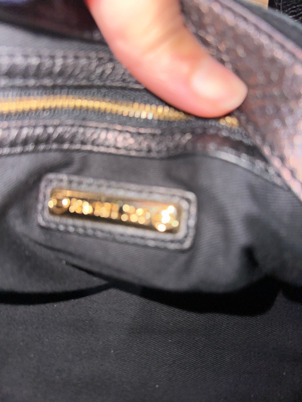 Rachel Zoe Black Leather Hobo Bag with Gold Accents - Picture 9 of 14